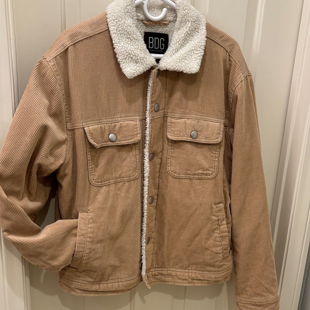 BDG - Urban Outfitters- Light Brown Corduroy Jacket with Sherpa Collar